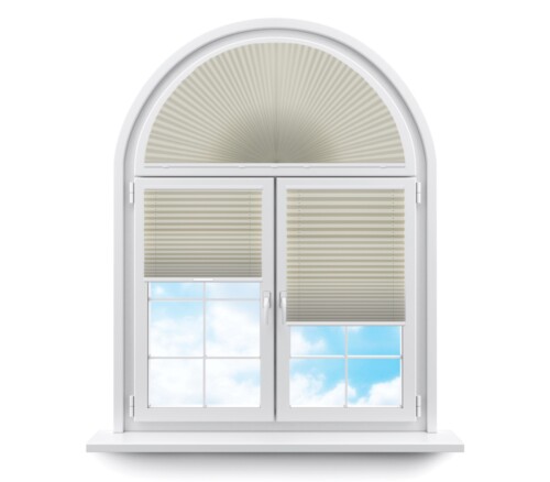 Плиссе арочные (шторы, жалюзи) бароло перл серо бежевый цена. Купить в «Мастерская Жалюзи»